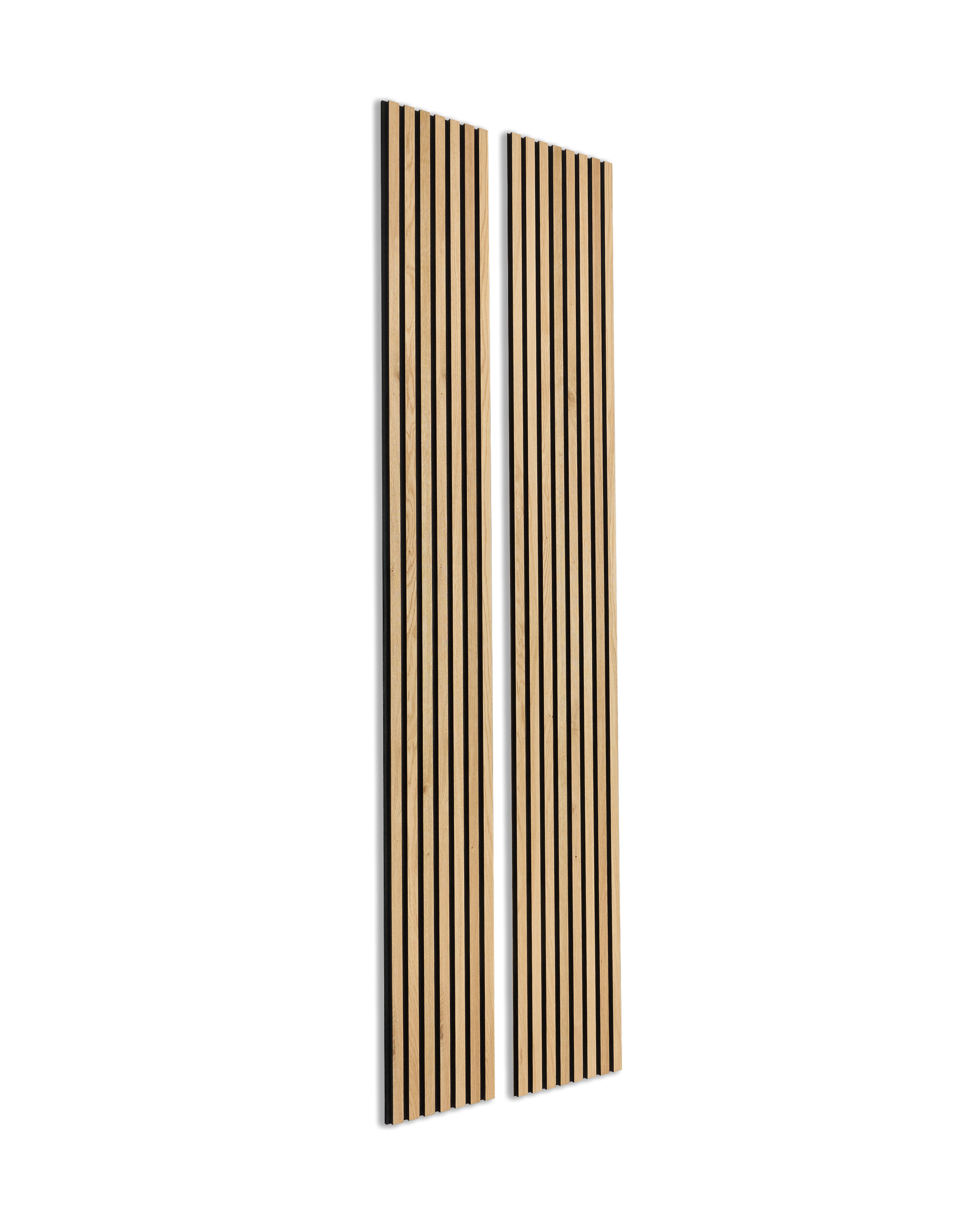 Akupanel | Acoustic Panel / Natural Wood, Rustic Natural Oak, Black Felt, 240 x 60 cm