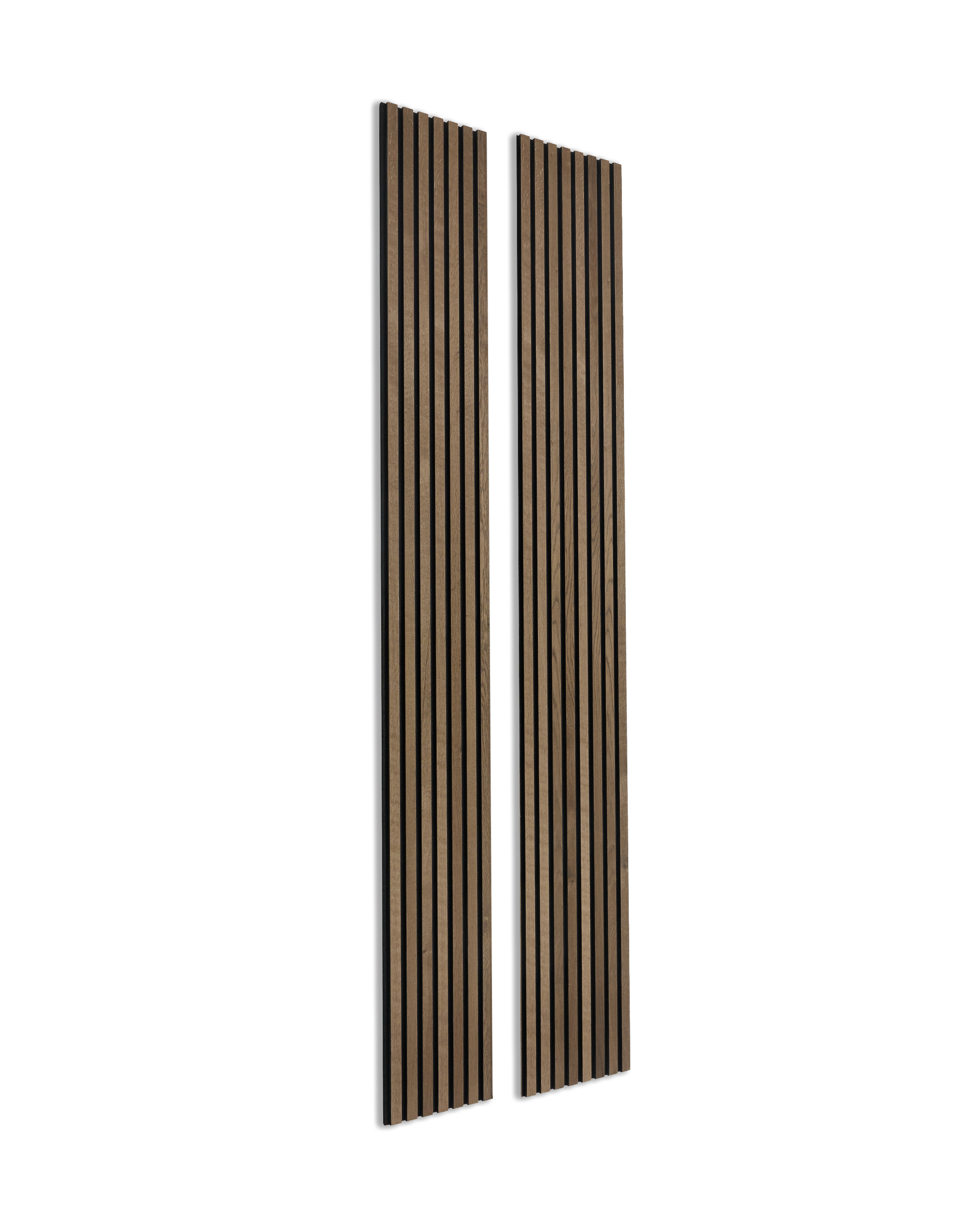Akupanel |  Acoustic Panel / Natural Wood, Rustic Grey Oak, Black Felt, 240 x 60 cm