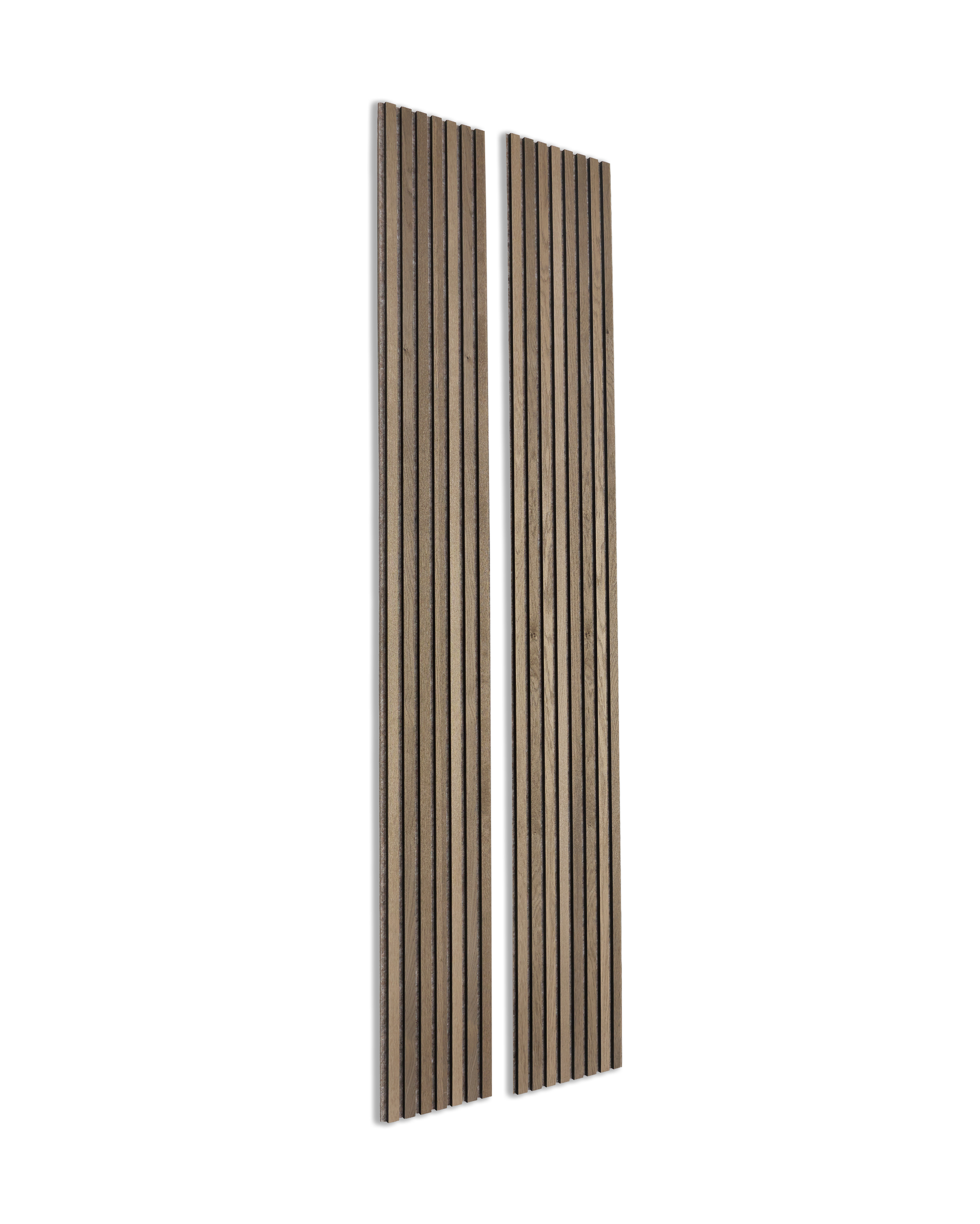 Akupanel |  Acoustic Panel / Natural Wood, Rustic Grey Oak, Warm Grey Felt, 240 x 60 cm