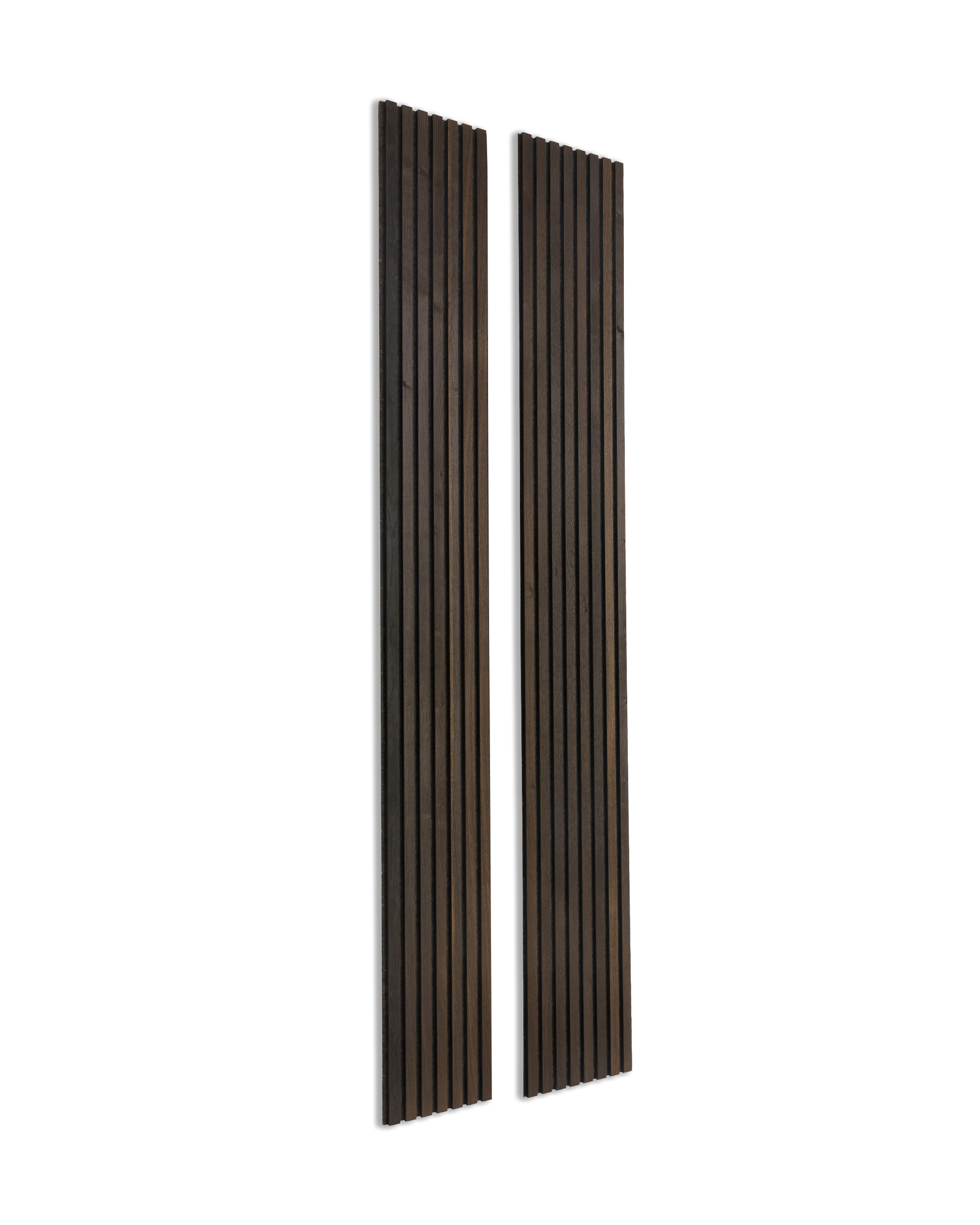 Akupanel | Acoustic Panel / Natural Wood, Rustic Smoked Oak, Bronzed Brown Felt, 240 x 60 cm