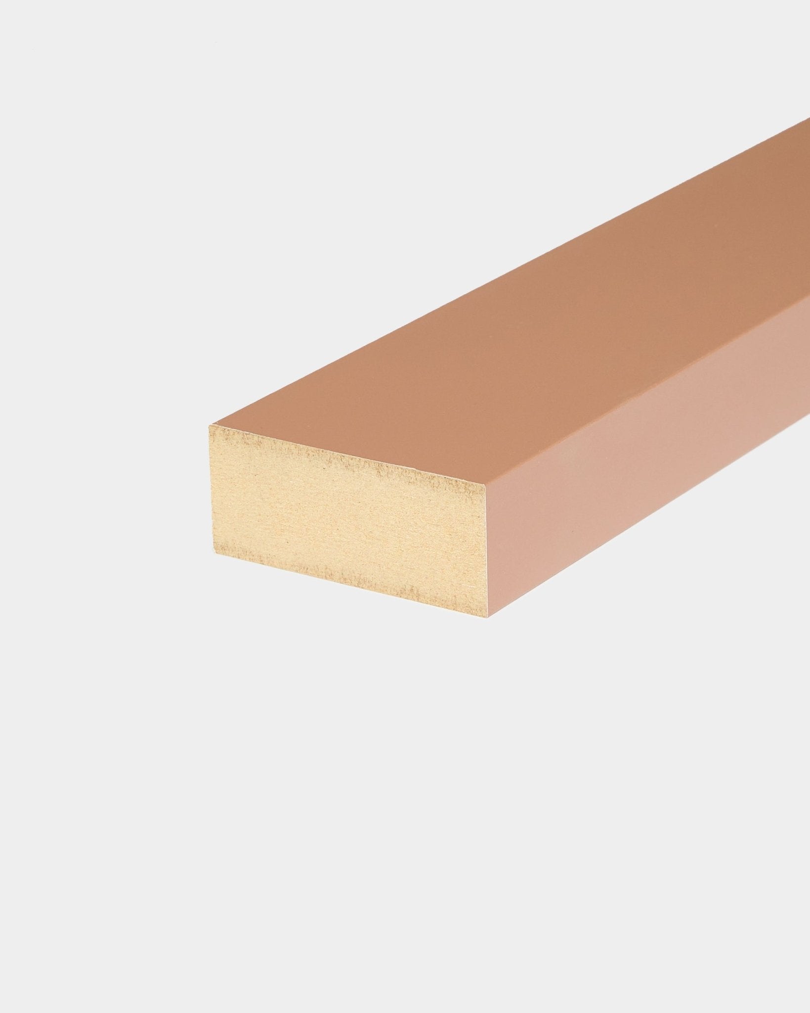WoodUpp End Lamella Clay (6.7 cm) acoustic panel accessory with smooth finish, designed for MDF frame or Akupanel installation, displayed on white background.