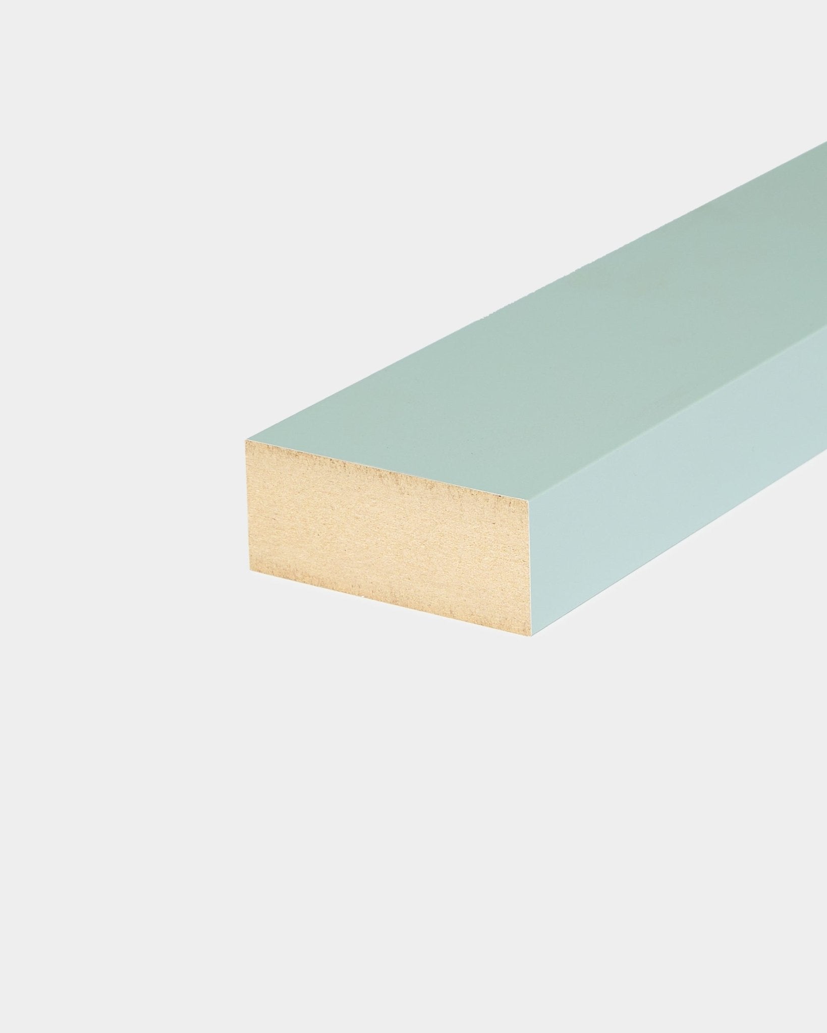 WoodUpp End lamella / Cloud, 6.7 cm, rectangular light blue MDF-framed acoustic panel, designed for Akupanel or wall installation.