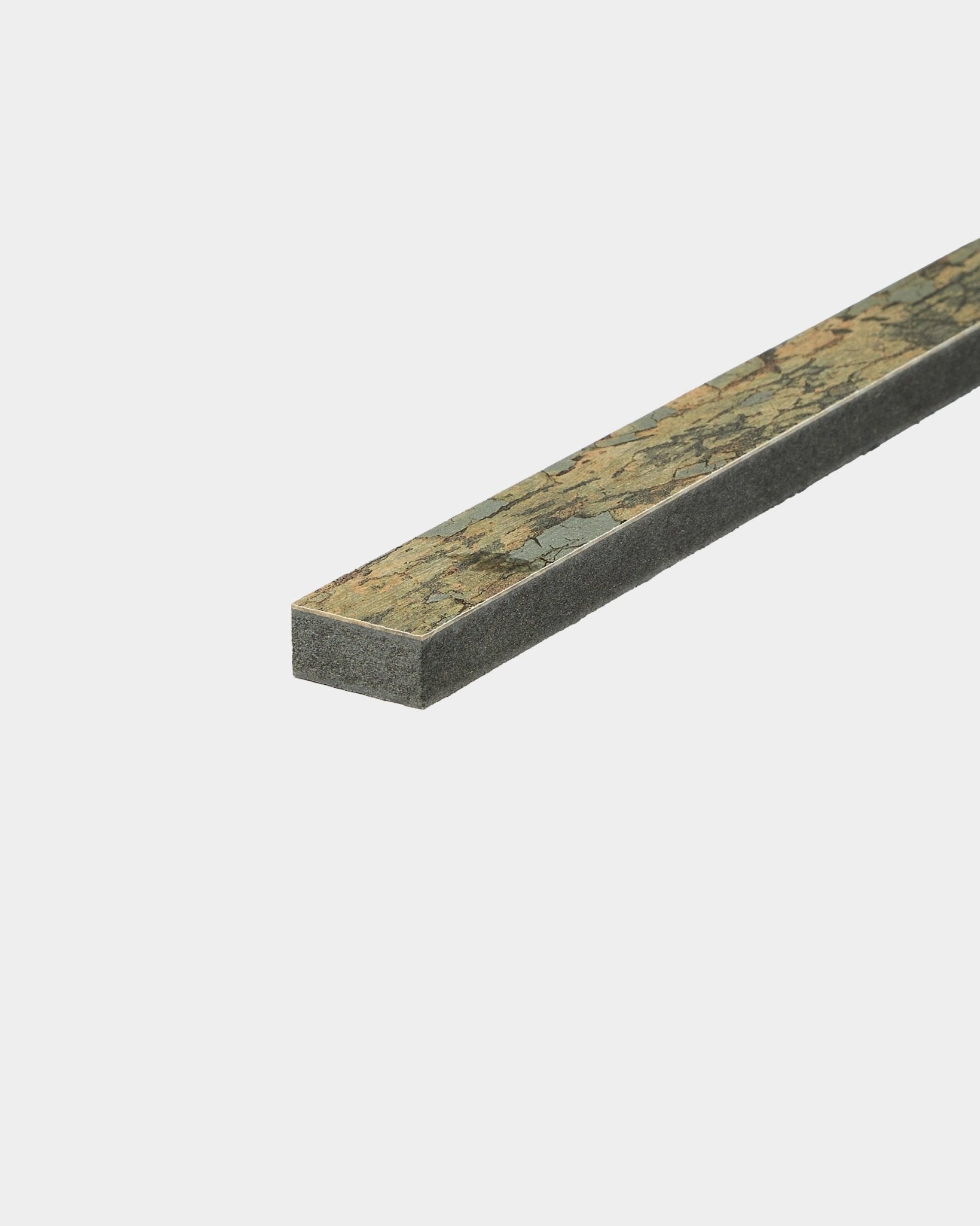 WoodUpp Akupanel Lamella in Oxide Grey, 240 cm long, features a textured surface and minimalist Nordic design, displayed on a plain white background.