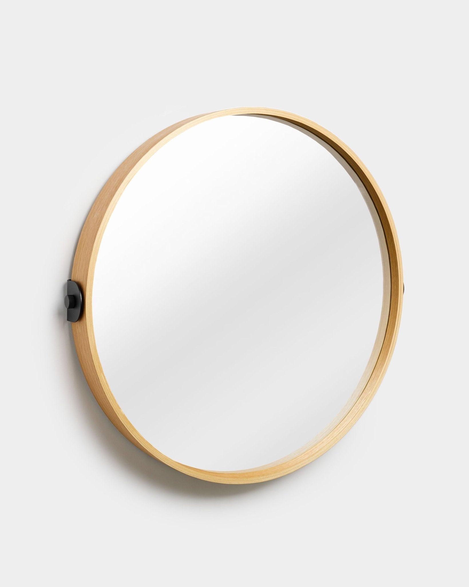 Linn | Mirror / Natural Oak by WoodUpp, an acoustic accessory with an oak plywood frame, set on a plain white background at a slight angle.