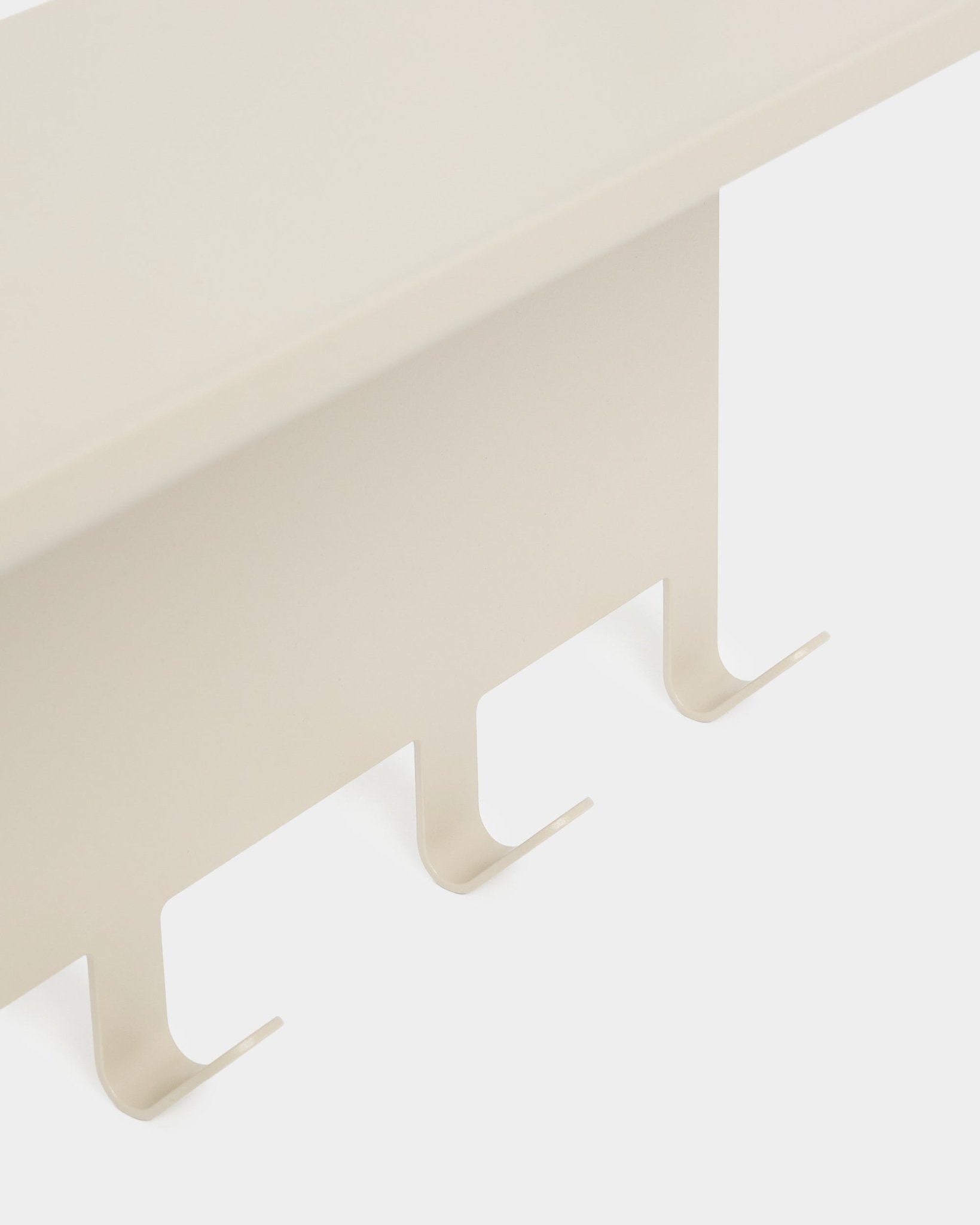 The Nell | Coat Rack / BM1 by WoodUpp, beige powder-coated steel, 63.5 x 24 cm with three downward-facing hooks. Shown on a plain white background.